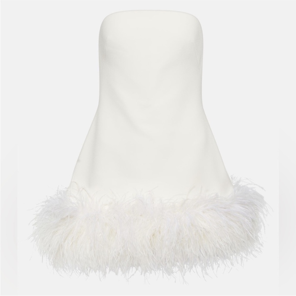 Safiyaa Rowan Strapless Ostrich Feather Dress